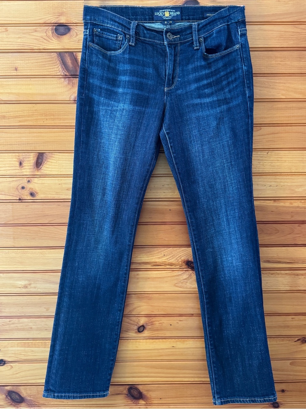 Lucky Brand Sweet Straight Jeans Dark Wash Low Rise Stretch Y2K Size 8